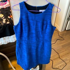 Blue and navy threaded LOFT midi dress sz 6